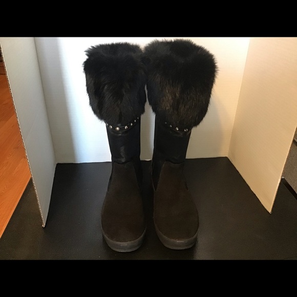 Coach Lesly Suede Fur Trimmed Boots - Picture 3 of 7